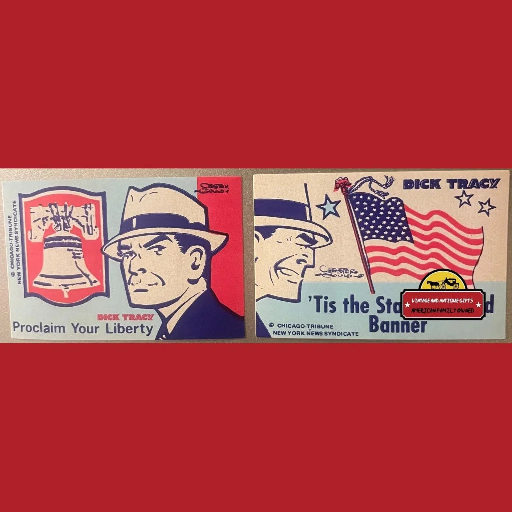 Vintage Patriotic Bicentennial Dick Tracy Stickers 1975 Chester Gould Chicago Tribune