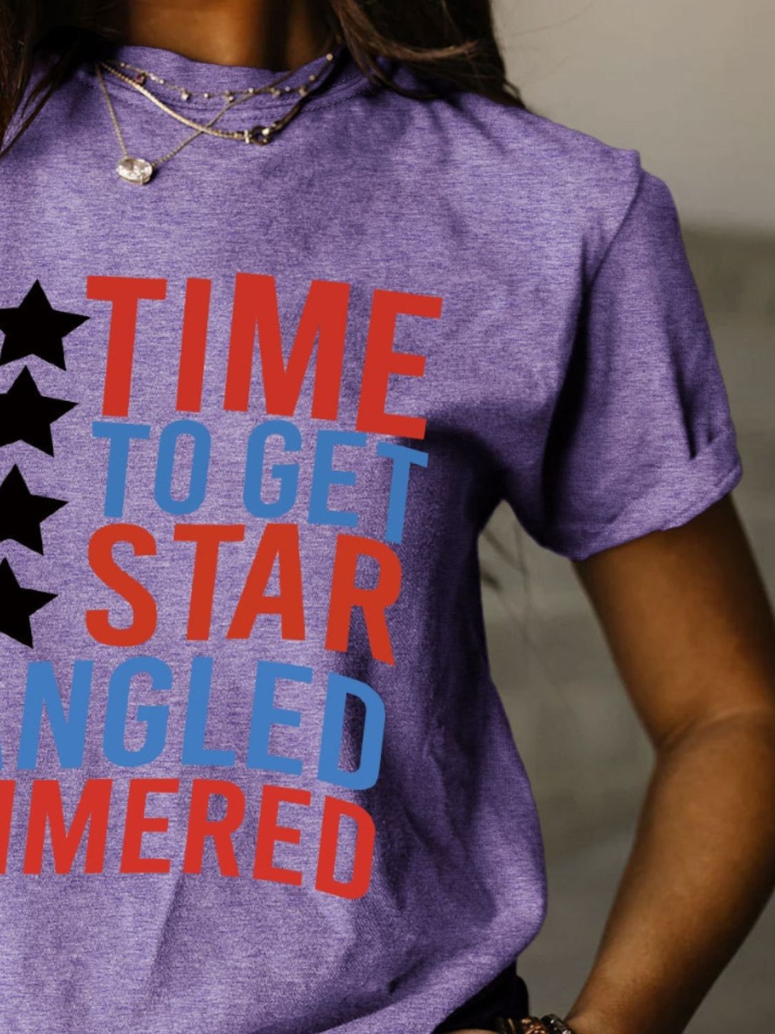 Full Size - 'Time to get Star Spangle Hammered' Letter Graphic Round Neck Short Sleeve T-Shirt - T - 12 COLORS -