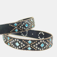 Thumbnail for Rhinestone PU Leather Belt - T - 1 COLOR -