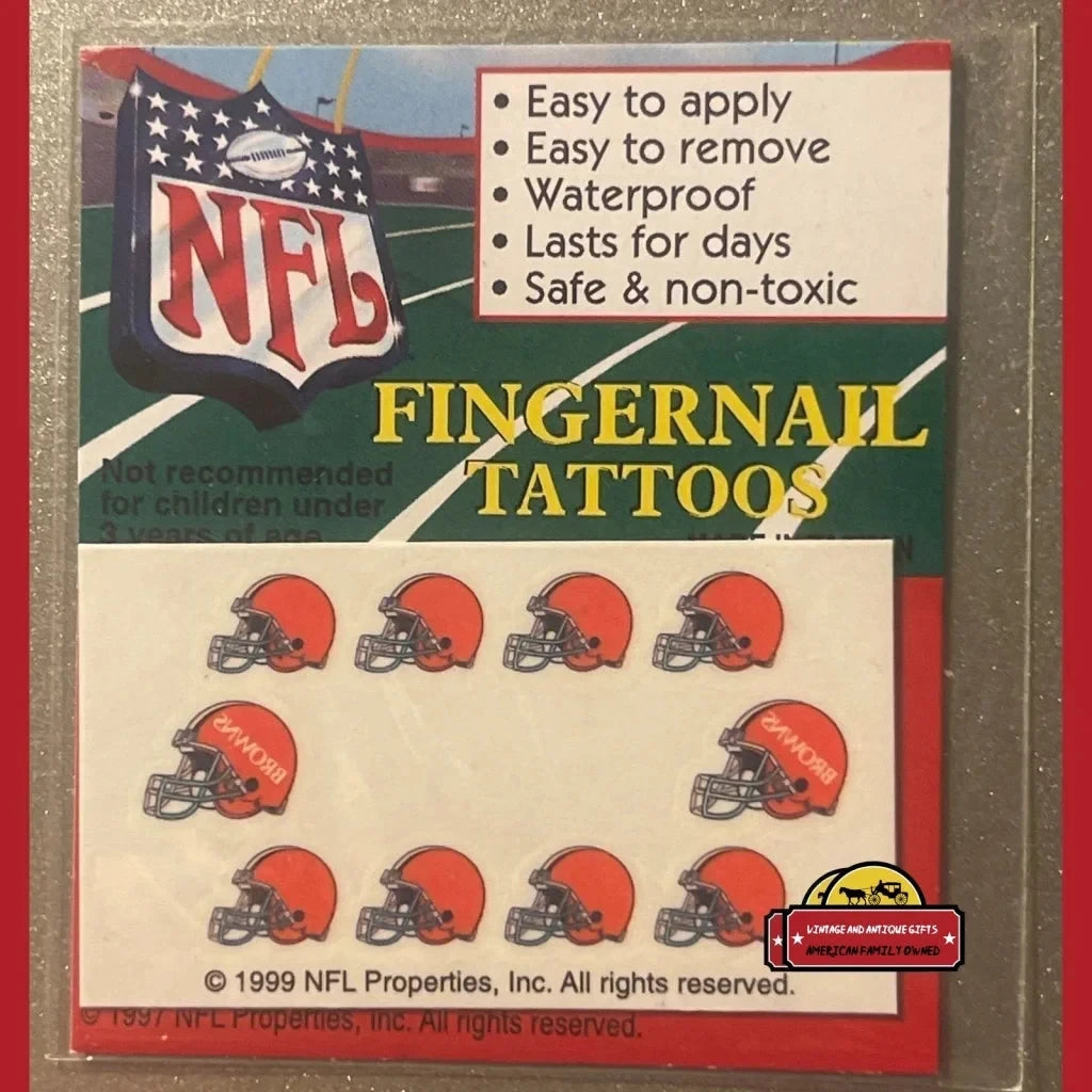 Vintage 1997 NFL Fingernail Tattoos Cleveland Browns, It's Football Season!!!