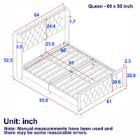 Thumbnail for Queen Platform Bed Frame With High Headboard, Velvet Upholstered Bed With Deep Tufted Buttons, Adjustable Colorful LED L