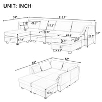 Thumbnail for Modern Large U-Shape Modular Sectional Sofa,  Convertible Sofa Bed With Reversible Chaise for Living Room, Storage Seat