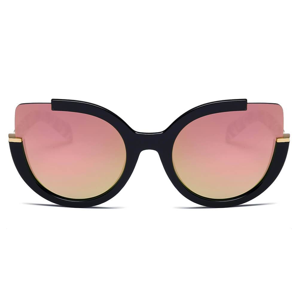 Cramilo - LENOX | Women Cut Out Round Cat Eye Fashion Style Vogue Sunglasses - 4 COLORS -