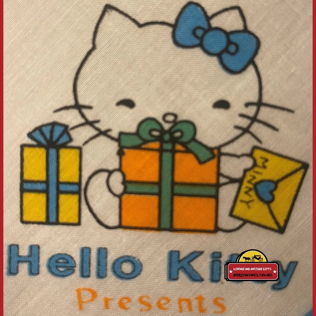 Vintage Hello Kitty Cotton Cloth Napkin Handkerchief Blue 1980s