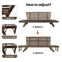 Thumbnail for Outdoor Adjustable Patio Wooden Daybed Sofa Chaise Lounge With Cushions for Small Places, Brown Finish+Beige Cushion