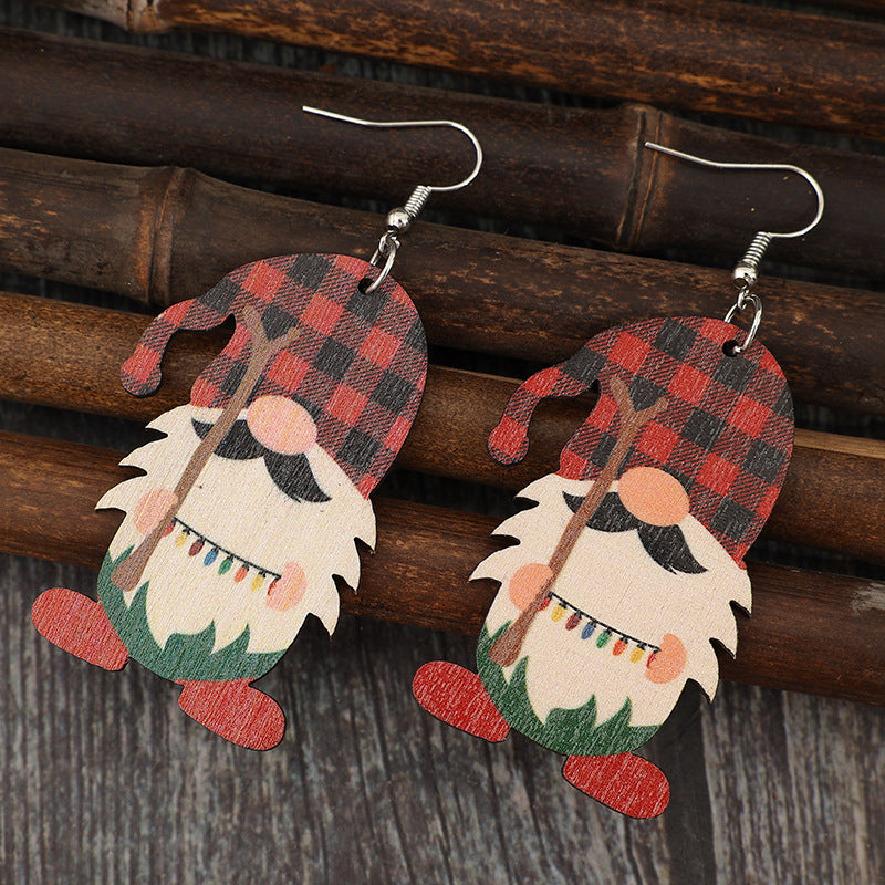 Wooden Gnome Earrings - T - 1 COLOR -