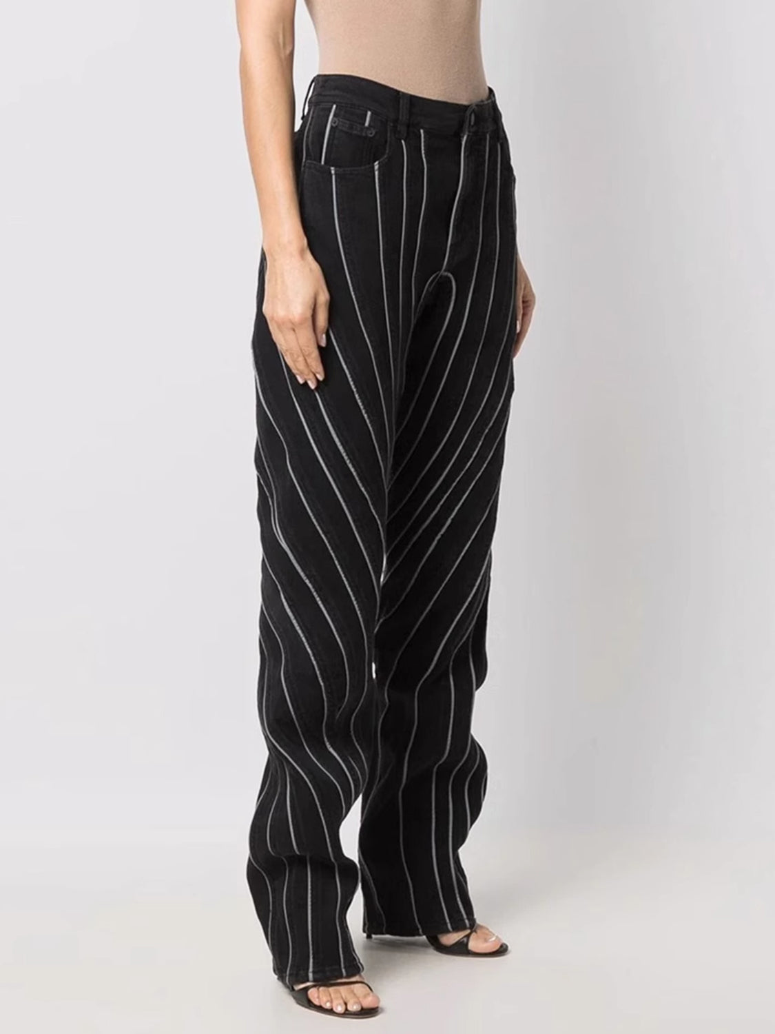 Striped Straight Pants with Pockets - T - 1 COLOR -