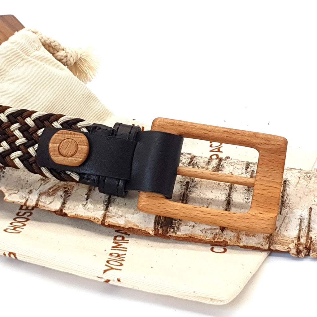 Wood Belt - Luxury Women's Braided Cotton Wood Belt Yellowstone Brave -