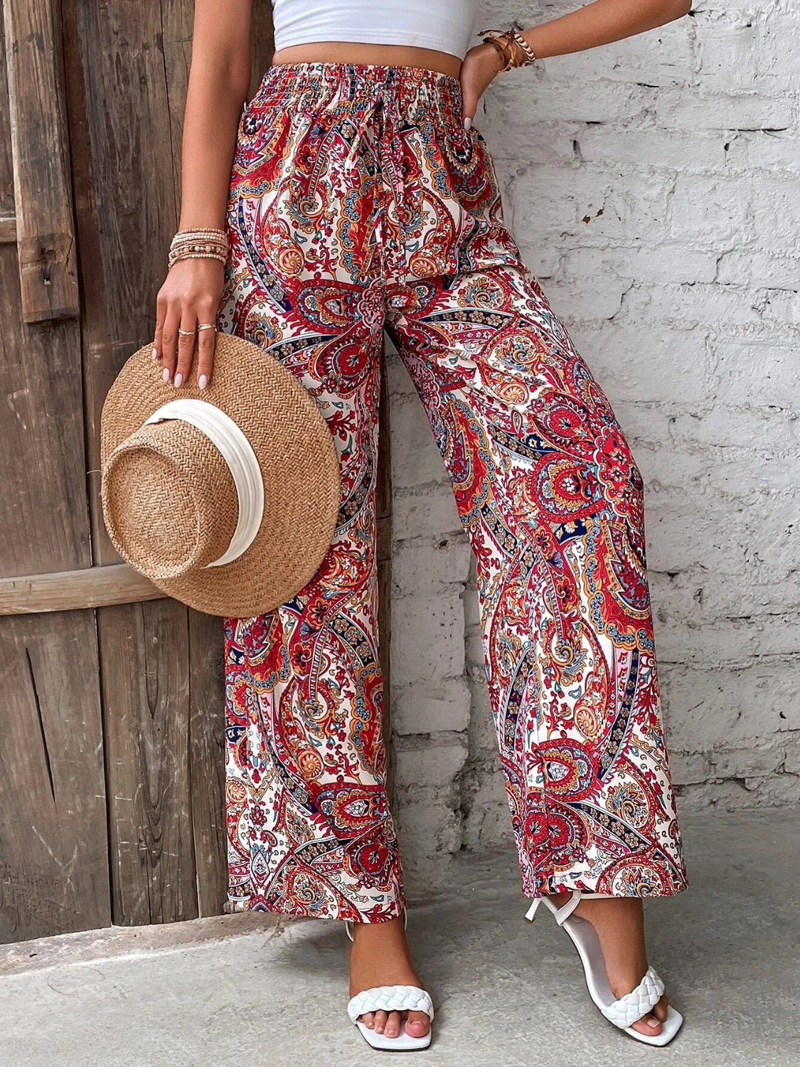 Printed Wide Leg Pants - Beach or Everyday - T - 5 COLORS -