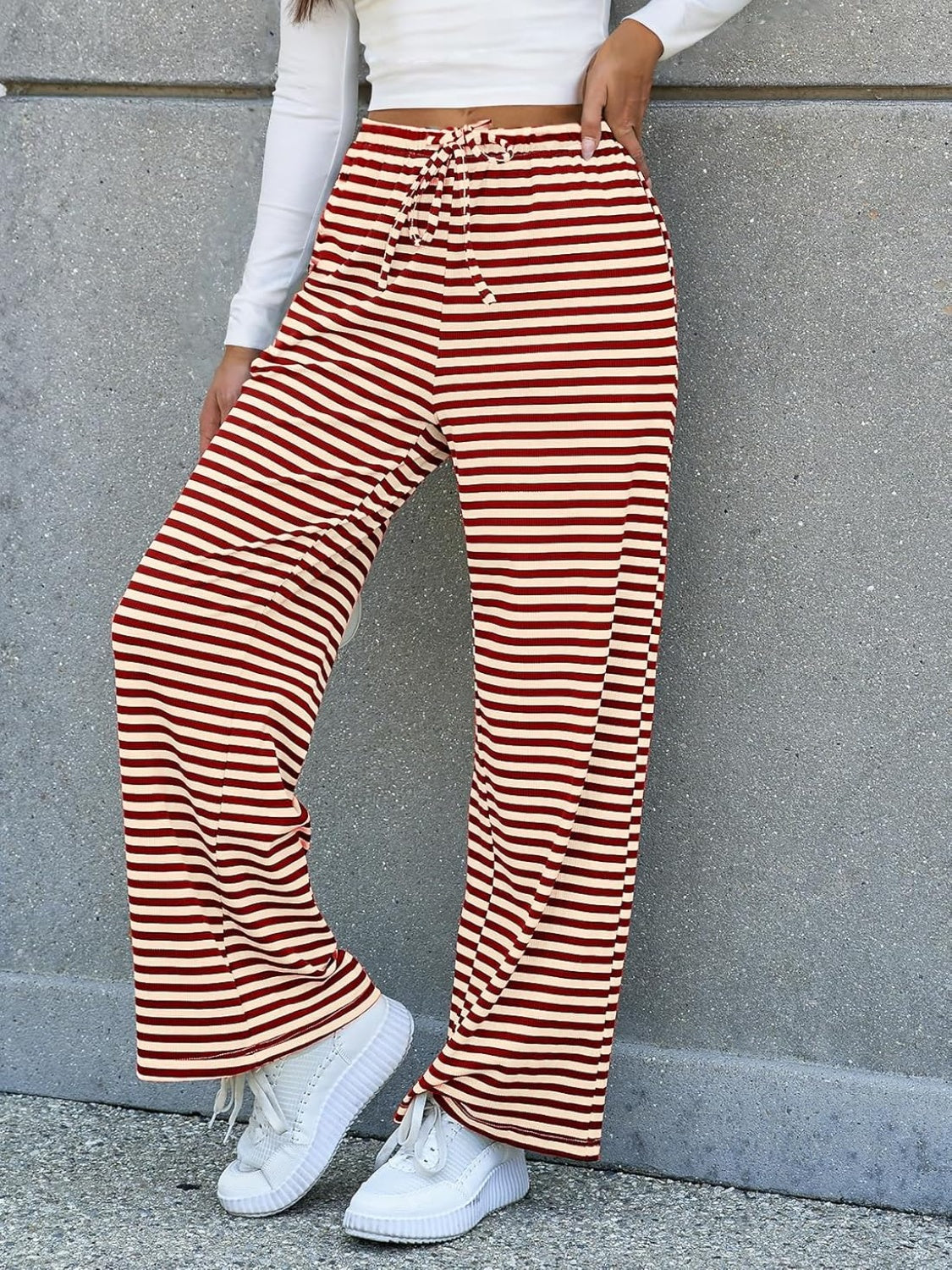 Lovelet Striped Wide Leg Pants - T - 5 COLORS -