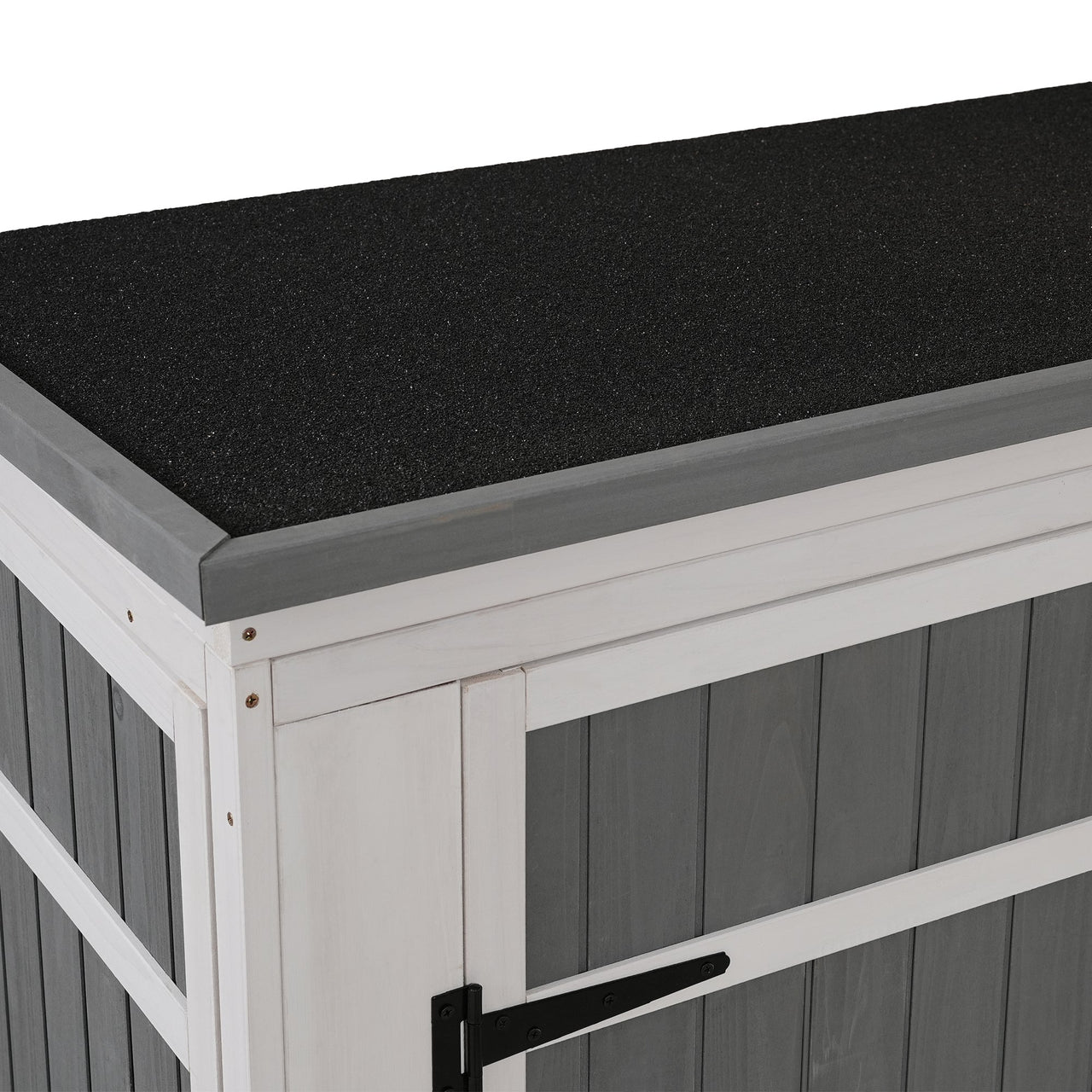 Outdoor 5.5ft Hx4.1ft L Wood Storage Shed, Garden Tool Cabinet With Waterproof Asphalt Roof, Four Lockable Doors, Multip