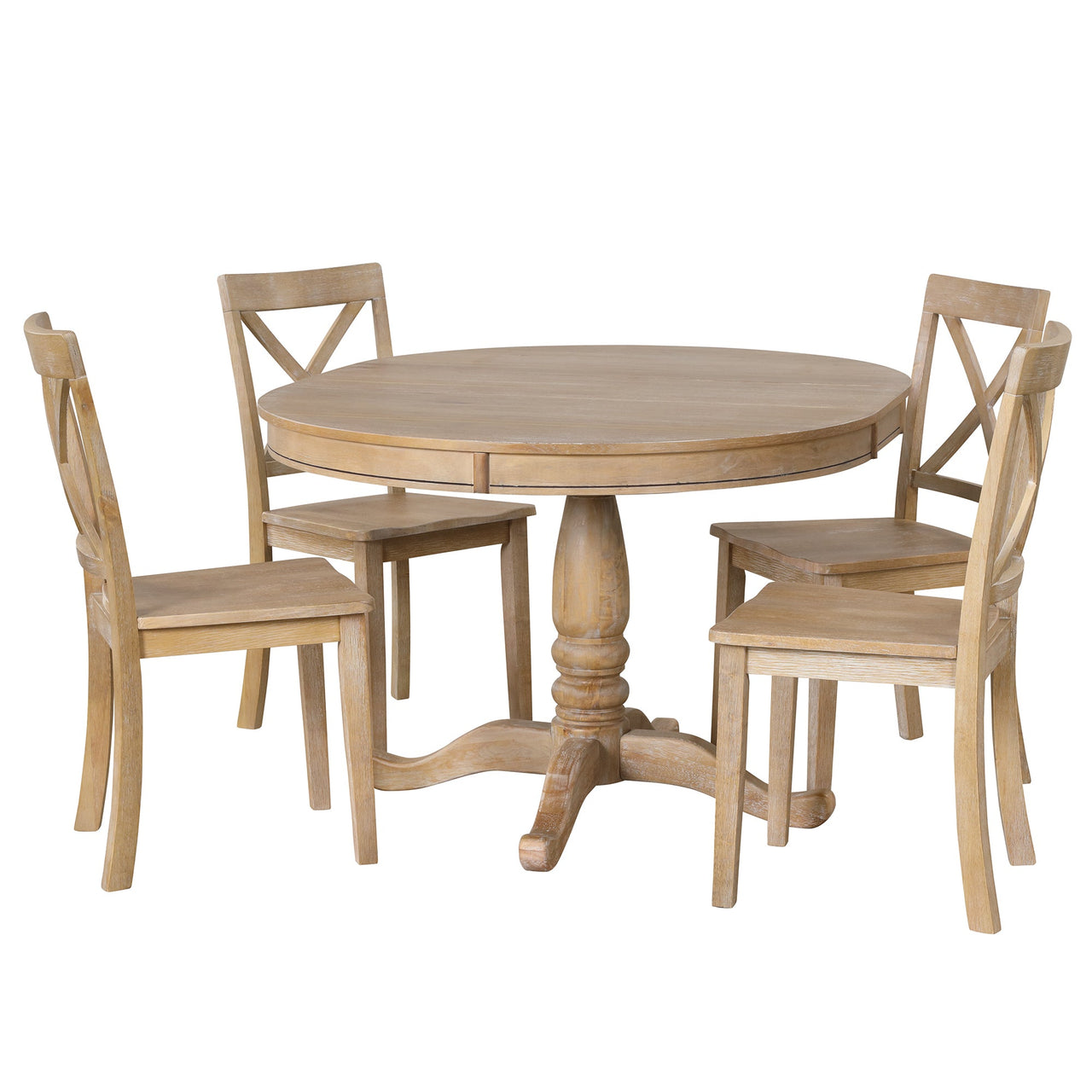 Modern Dining Table Set for 4,Round Table and 4 Kitchen Room Chairs,5 Piece Kitchen Table Set for Dining Room,Dinette,Br