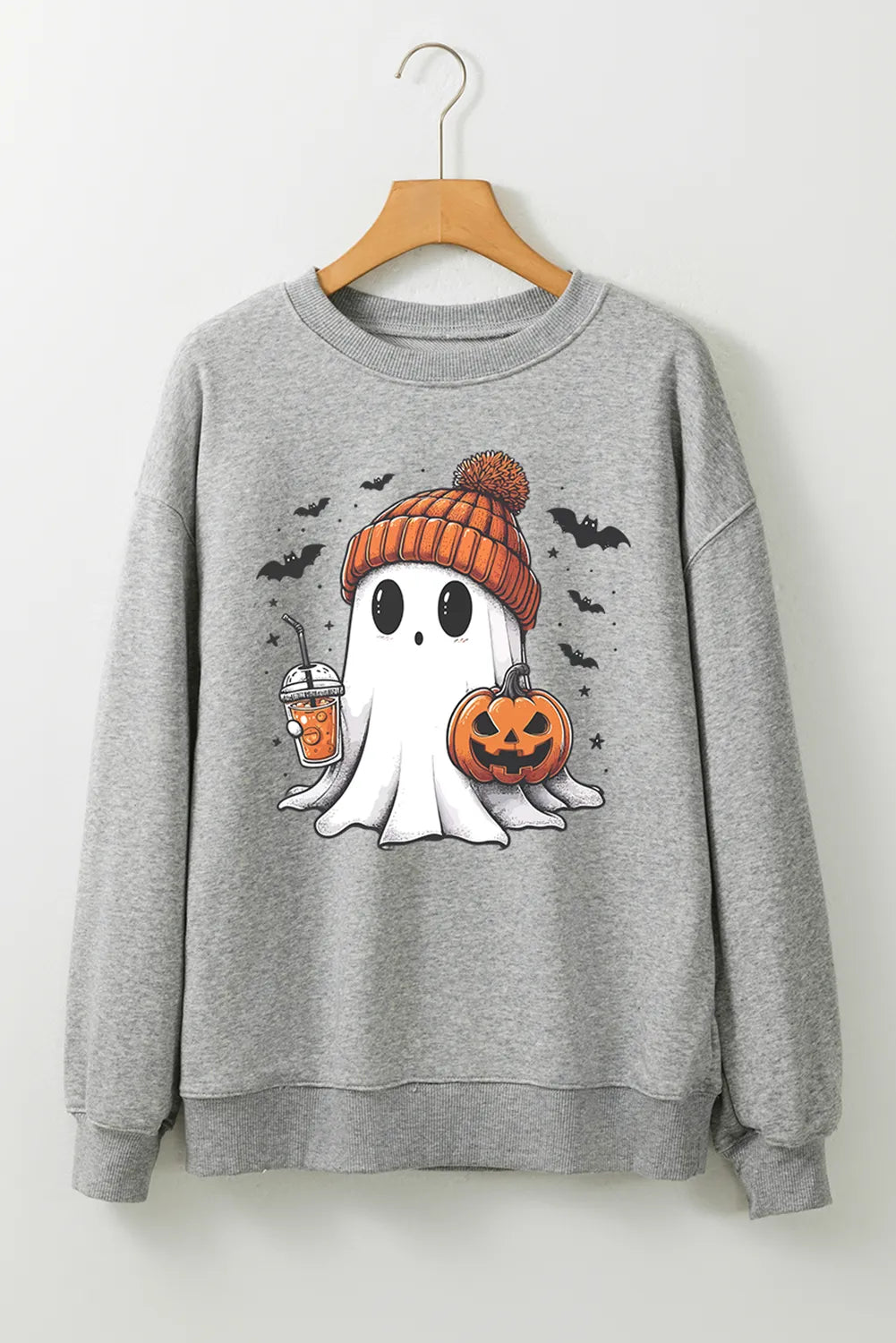 Ghost Round Neck Long Sleeve Sweatshirt - T - 1 COLOR -