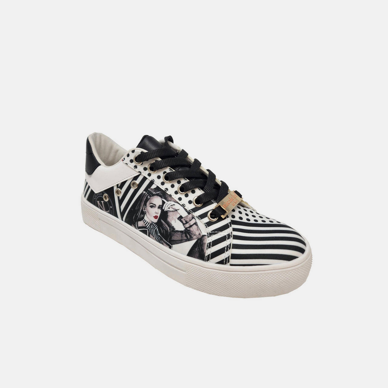 Nicole Lee USA Printed Vegan Leather Lace Up Sneakers - T - 1 COLOR -