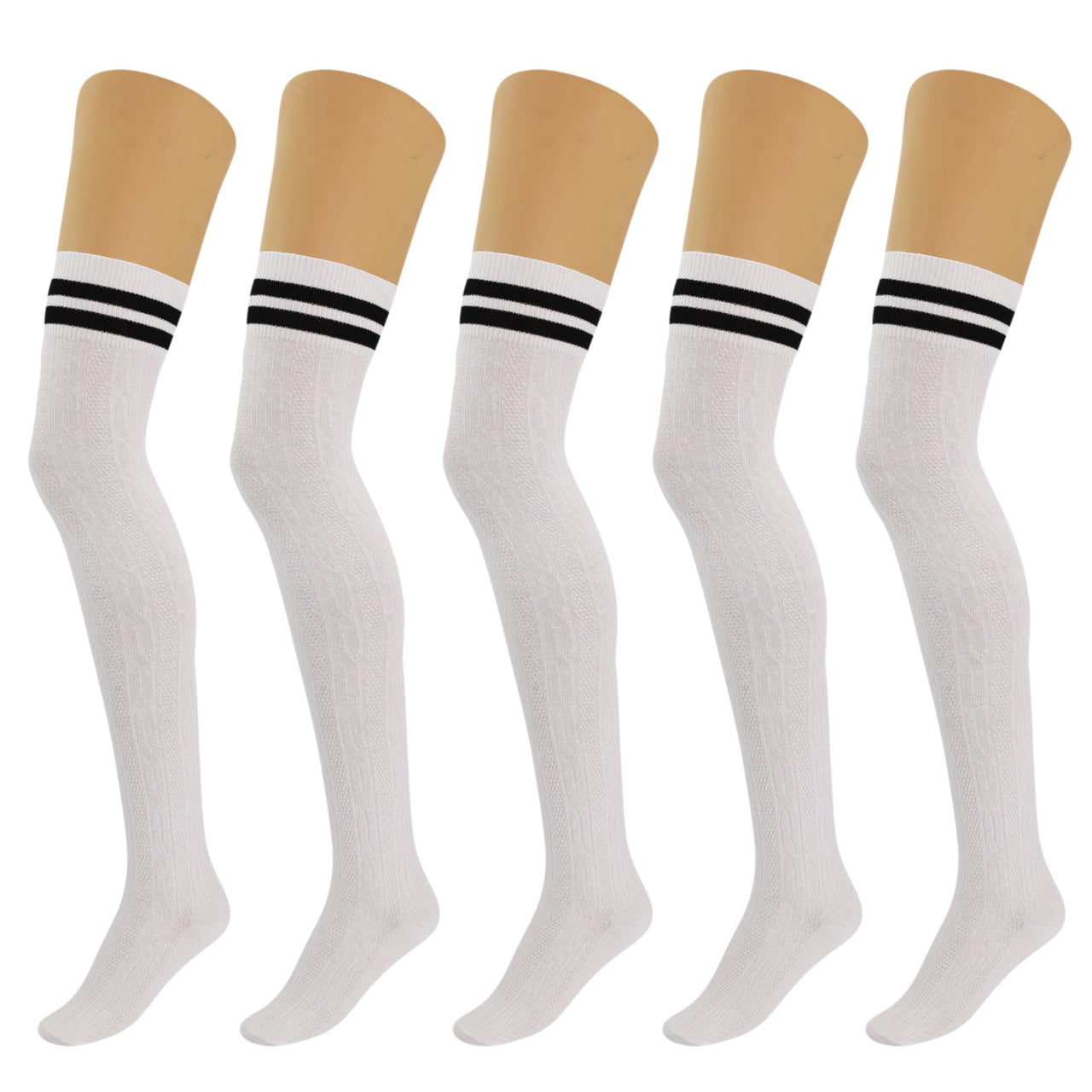 5 Pairs Over Knee Thigh Socks Knee-High Warm Stocking Women Boot Sock Leg Warmer High Socks - FITS SIZES 5-10 - 9 COLORS -