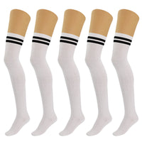 Thumbnail for 5 Pairs Over Knee Thigh Socks Knee-High Warm Stocking Women Boot Sock Leg Warmer High Socks - FITS SIZES 5-10 - 9 COLORS -