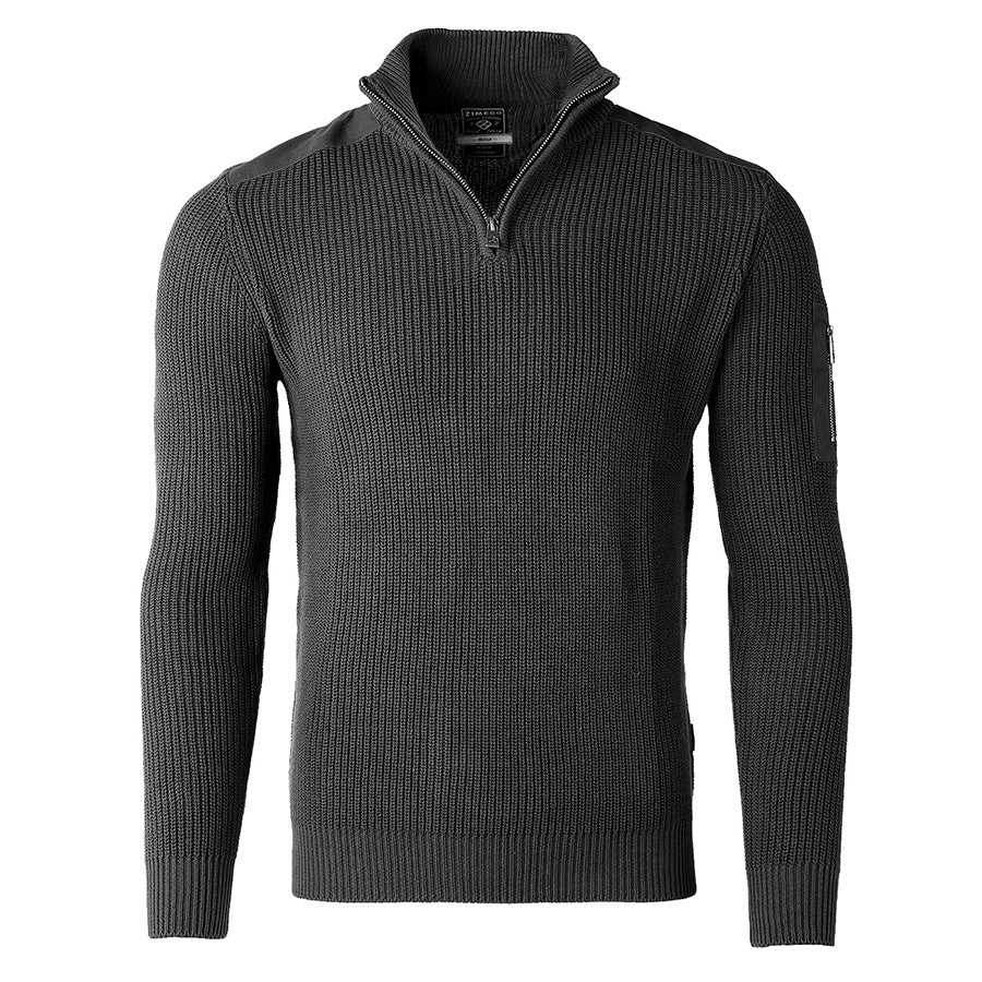 Mens Long Sleeve Pullover Quarter Zip Mock Neck Polo Sweater - 1 COLOR -