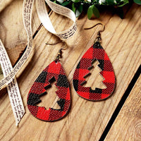 Thumbnail for Faux Leather Cutout Christmas Tree Earrings - T - 4 COLORS -