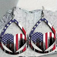 Thumbnail for US Flag Pattern Wooden Earrings - T -