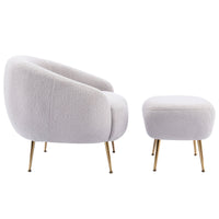 Thumbnail for Modern Comfy Leisure Accent Chair, Teddy Short Plush Particle Velvet Armchair With Ottoman for Living Room