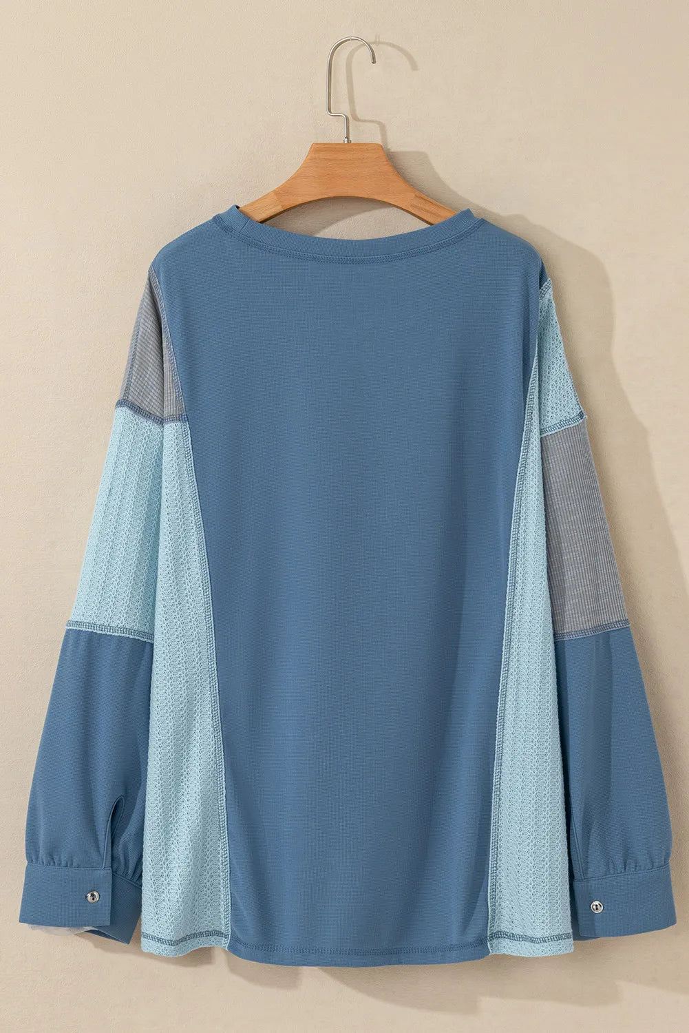 Patchwork Color Block Round Neck Long Sleeve Top - T - 1 COLOR -