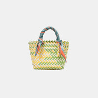 Thumbnail for Small Contrast Woven Handbag with Ribbon - T - 4 COLORS -