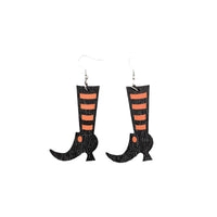 Thumbnail for Alloy Wooden Witch Boots Earrings - T - 1 COLOR -