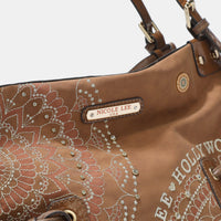 Thumbnail for Nicole Lee USA Side Braided Tassel Inlaid Rhinestone Embroidery Hobo Bag - T - 4 COLORS -