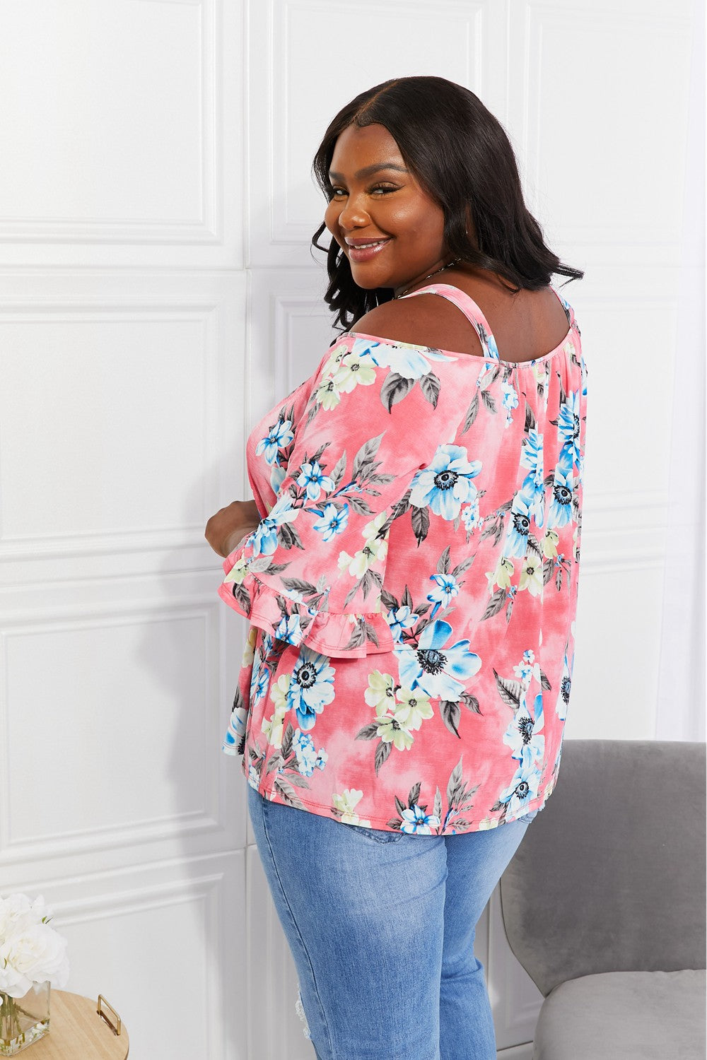 Sew In Love Full Size Fresh Take  Floral Cold-Shoulder Top - SIZES S THRU 3XL - T - 1 COLOR -