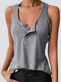 Thumbnail for Full Size Quarter Snap Scoop Neck Tank - SIZES S THRU 3XL - T - 8 COLORS -