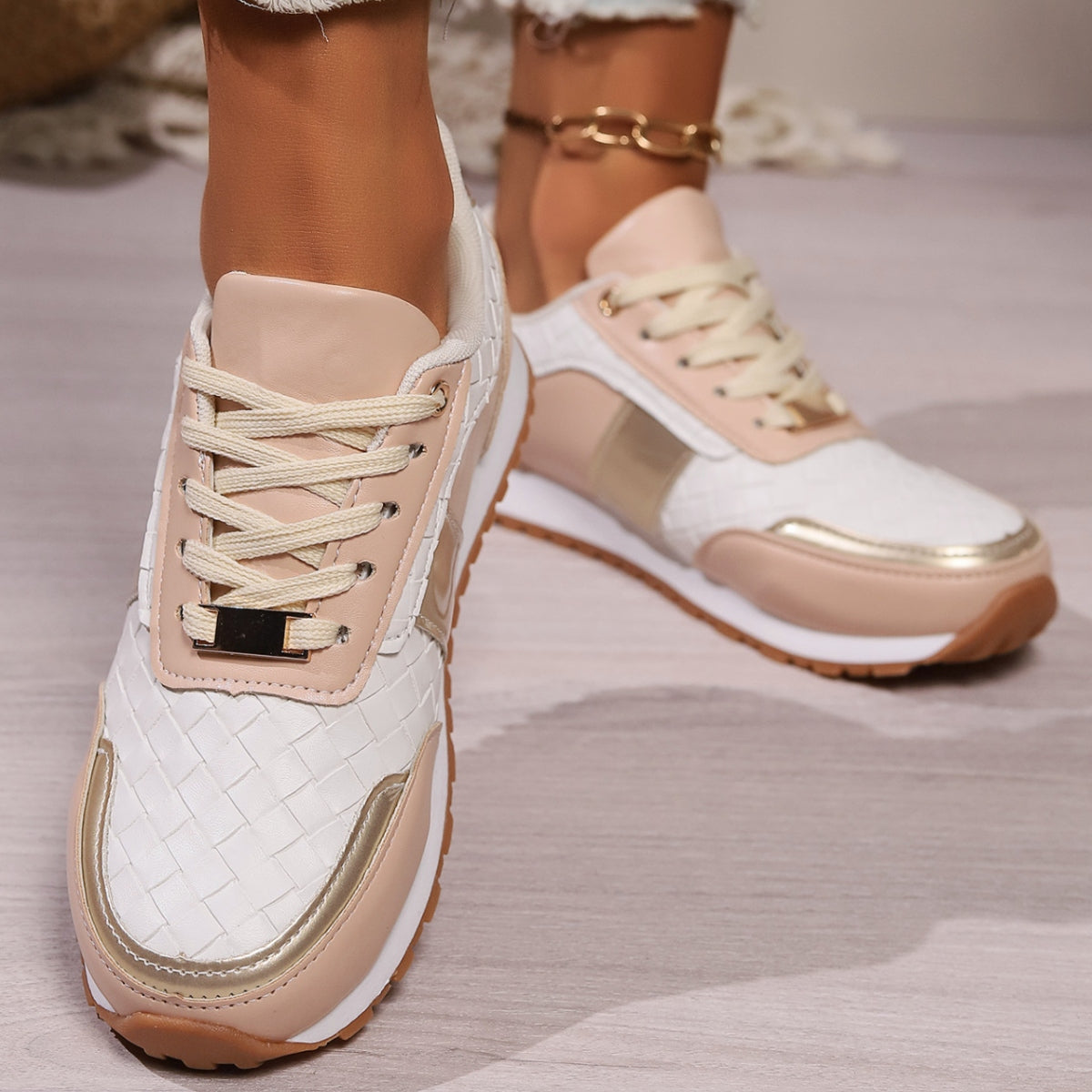 Lace-Up PU Leather Sneakers - T - 3 COLORS -