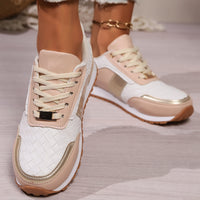 Thumbnail for Lace-Up PU Leather Sneakers - T - 3 COLORS -