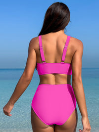 Thumbnail for Plunge Wide Strap Two-Piece Swim set - T - 7 COLORS -