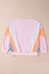 Thumbnail for Color Block Round Neck Long Sleeve Sweatshirt