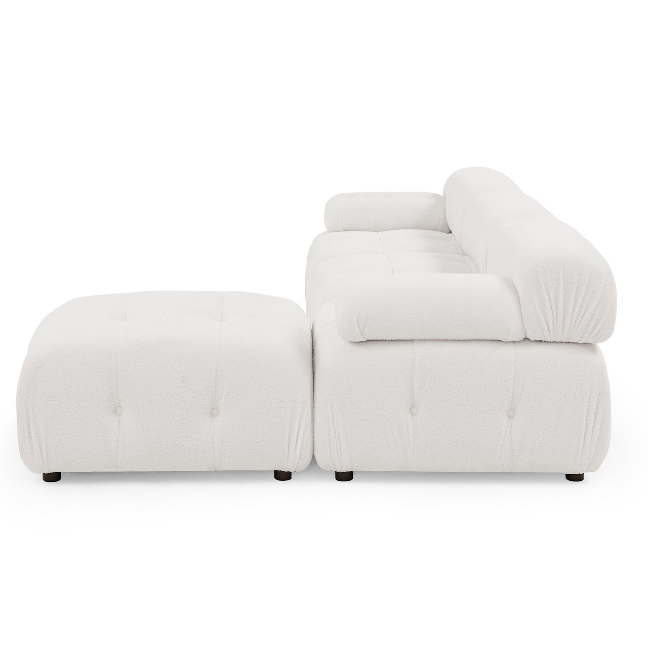 Modular Sectional Sofa, Button Tufted Designed and DIY Combination,L Shaped Couch With Reversible Ottoman, Ivory Teddy F