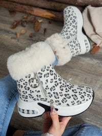 Thumbnail for Side Zipper Leopard Platform Boots - T - 2 COLORS -