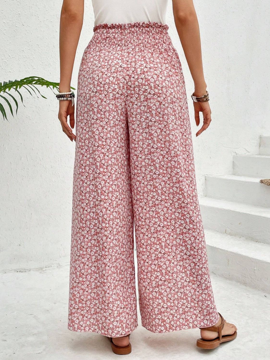 Tied Printed Wide Leg Pants - T - 5 COLORS -