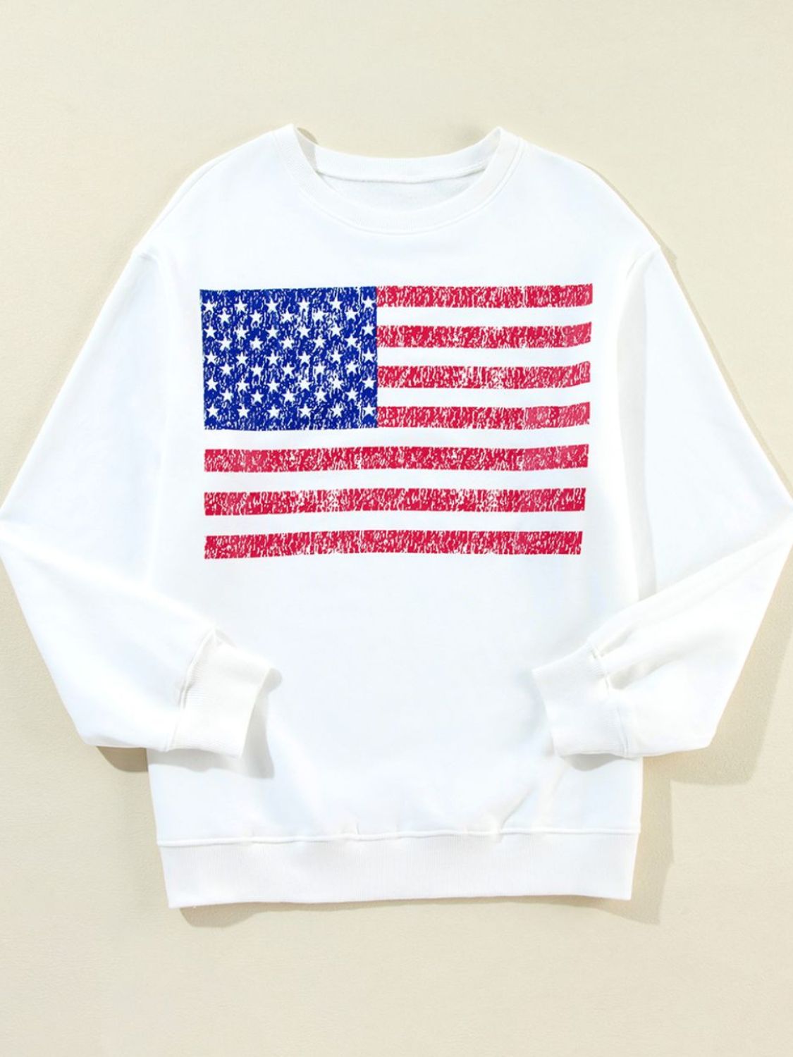 US Flag Round Neck Long Sleeve Sweatshirt - T - 1 COLOR -