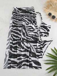 Thumbnail for Printed Halter Neck Three-Piece Swim Set - 3 PCS. - T - 6 COLORS -