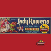 Thumbnail for Antique Vintage 1950s Lady Rowena Crate Label, Ivanhoe, CA, Knights Duel Medieval