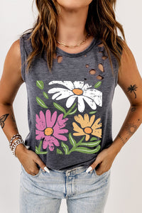 Thumbnail for Distressed Graphic Round Neck Tank - T - 1 COLOR -