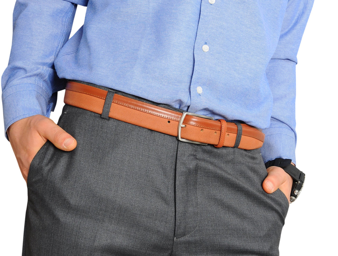 Jkel - Siene Tan Leather Men Suede Belt -