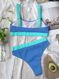 Thumbnail for Contrast Scoop Neck Wide Strap Two-Piece Swim Set - T - 5 COLORS -