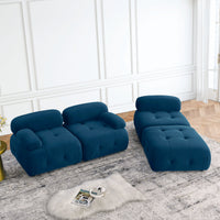 Thumbnail for Modular Sectional Sofa, Button Tufted Designed and DIY Combination,L Shaped Couch With Reversible Ottoman, Navy Velvet