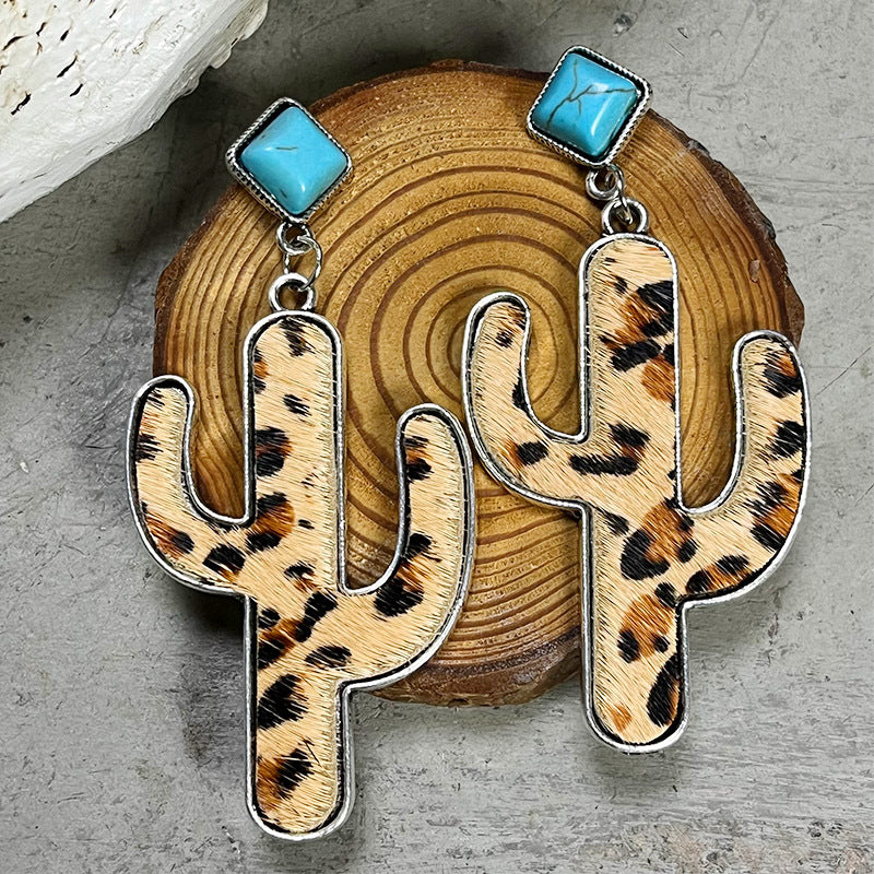 Turquoise Cactus Earrings - T - 4 STYLES/COLORS -