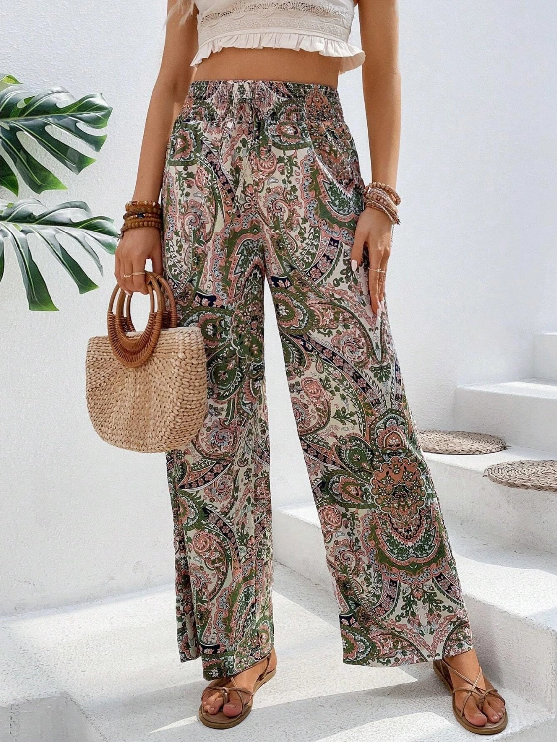 Printed Wide Leg Pants - Beach or Everyday - T - 5 COLORS -