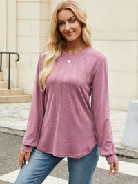 Thumbnail for Round Neck Long Sleeve T-Shirt - T - 5 COLORS -