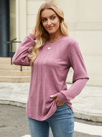 Thumbnail for Round Neck Long Sleeve T-Shirt - T - 5 COLORS -