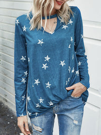 Thumbnail for Cutout Round Neck Long Sleeve T-Shirt - T - 5 COLORS -