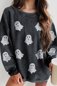 Thumbnail for Glitter Ghost Round Neck Long Sleeve Sweatshirt - T - 3 COLORS -